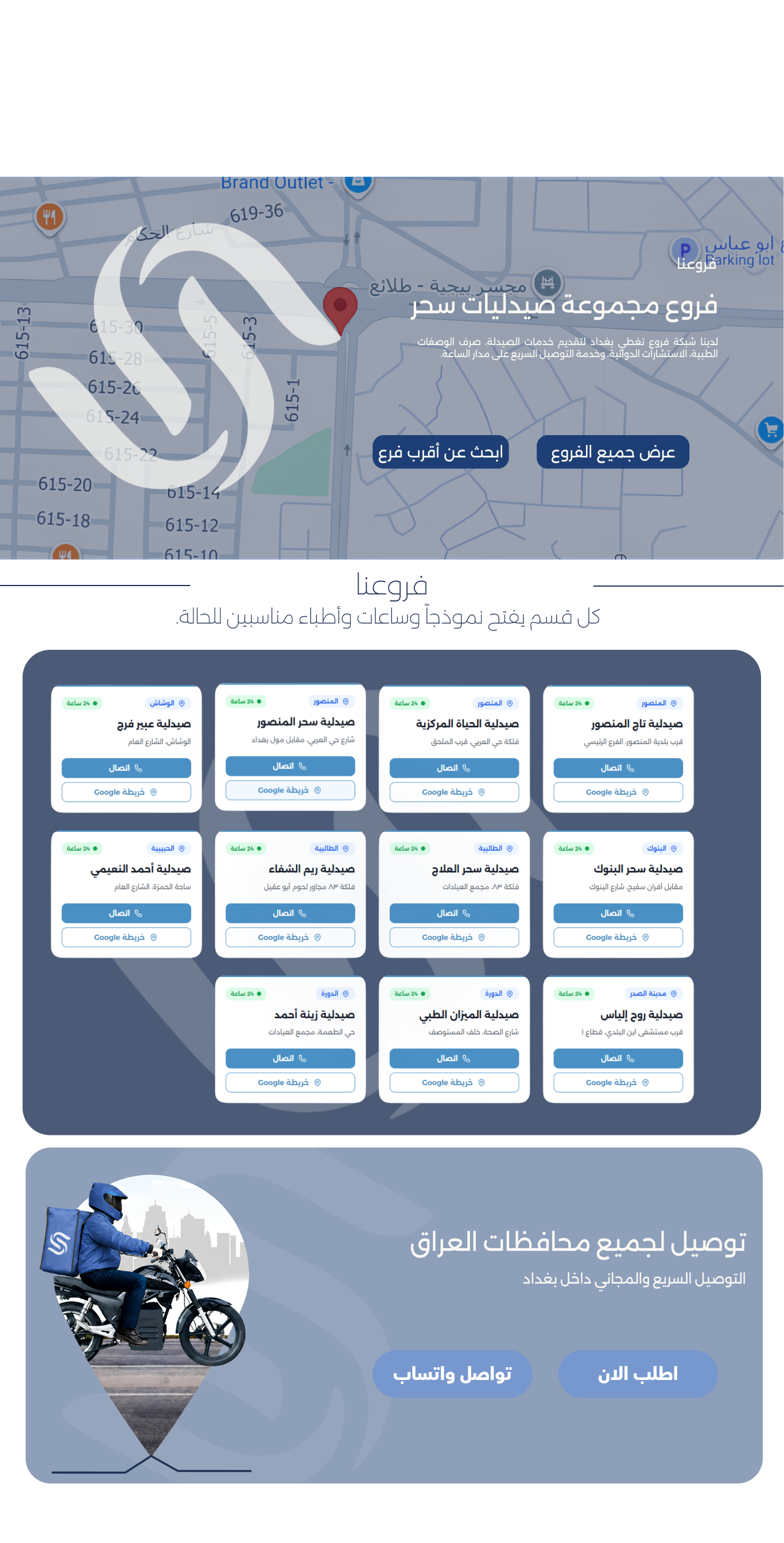قسم الفروع والتوصيل — سحر هيلث كير
